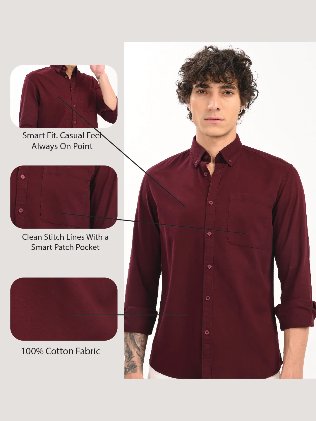Men Maroon Everyday Essential Solid Shirt - Image 14