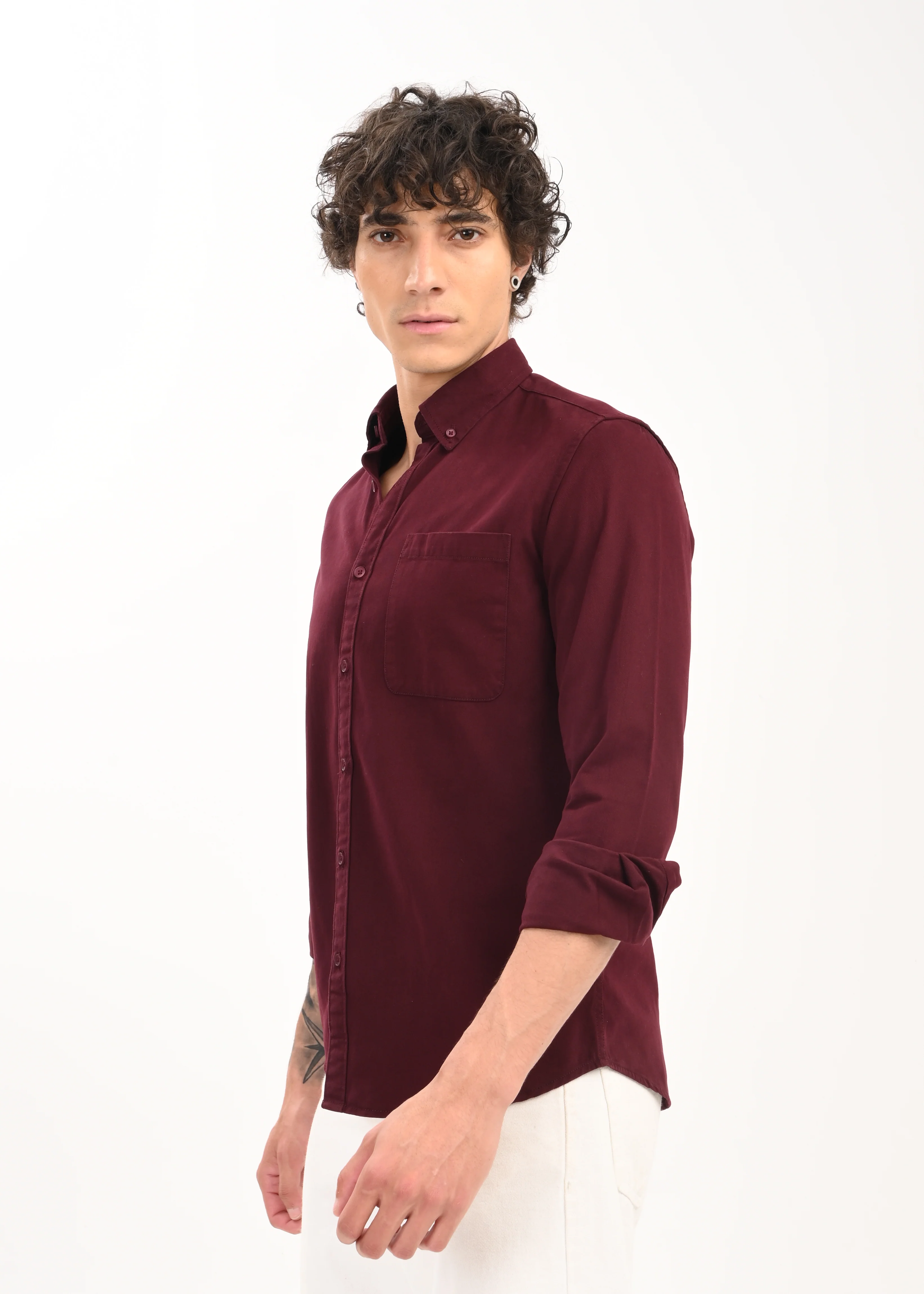 Men Maroon Everyday Essential Solid Shirt - Image 3