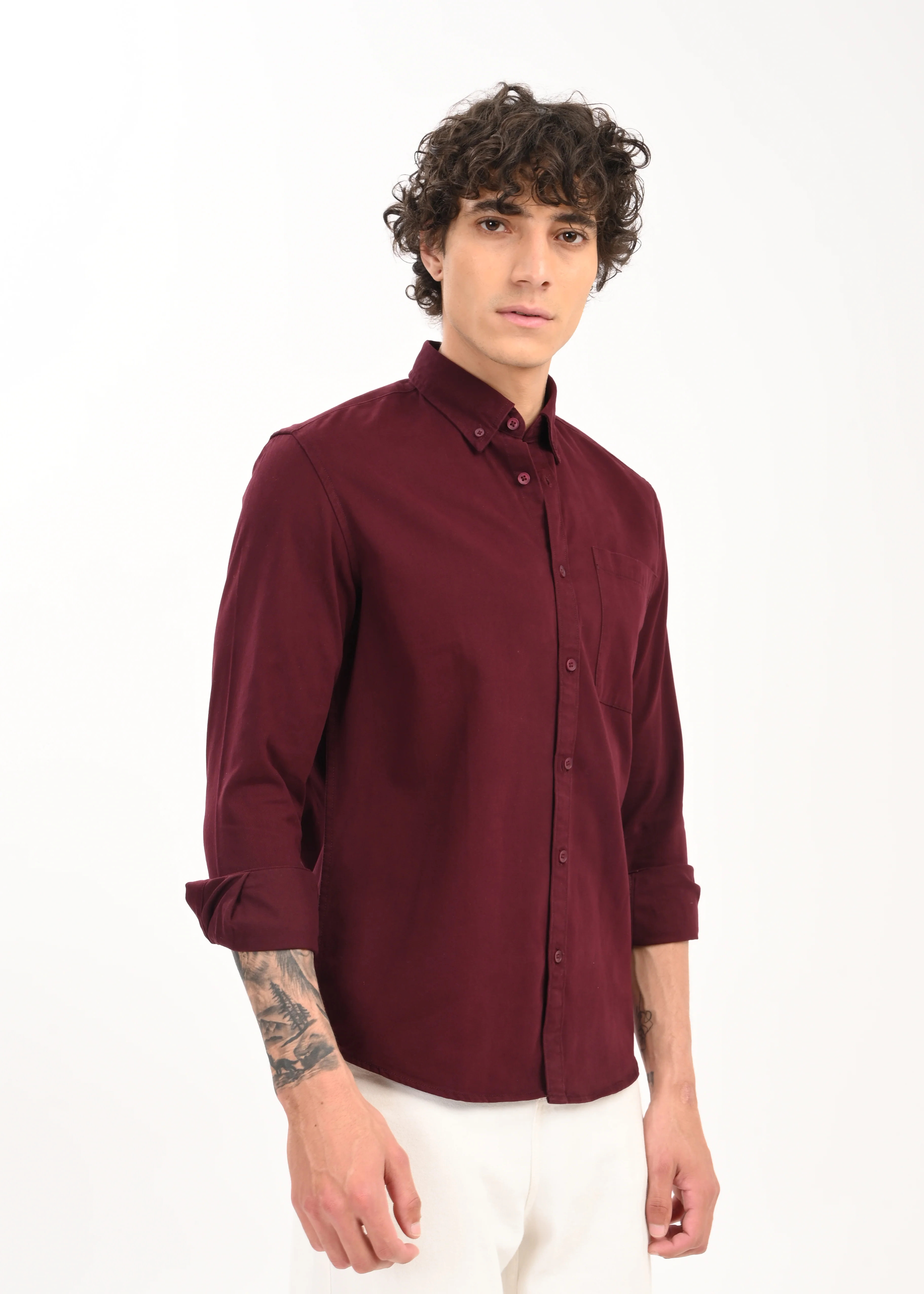 Men Maroon Everyday Essential Solid Shirt - Image 5