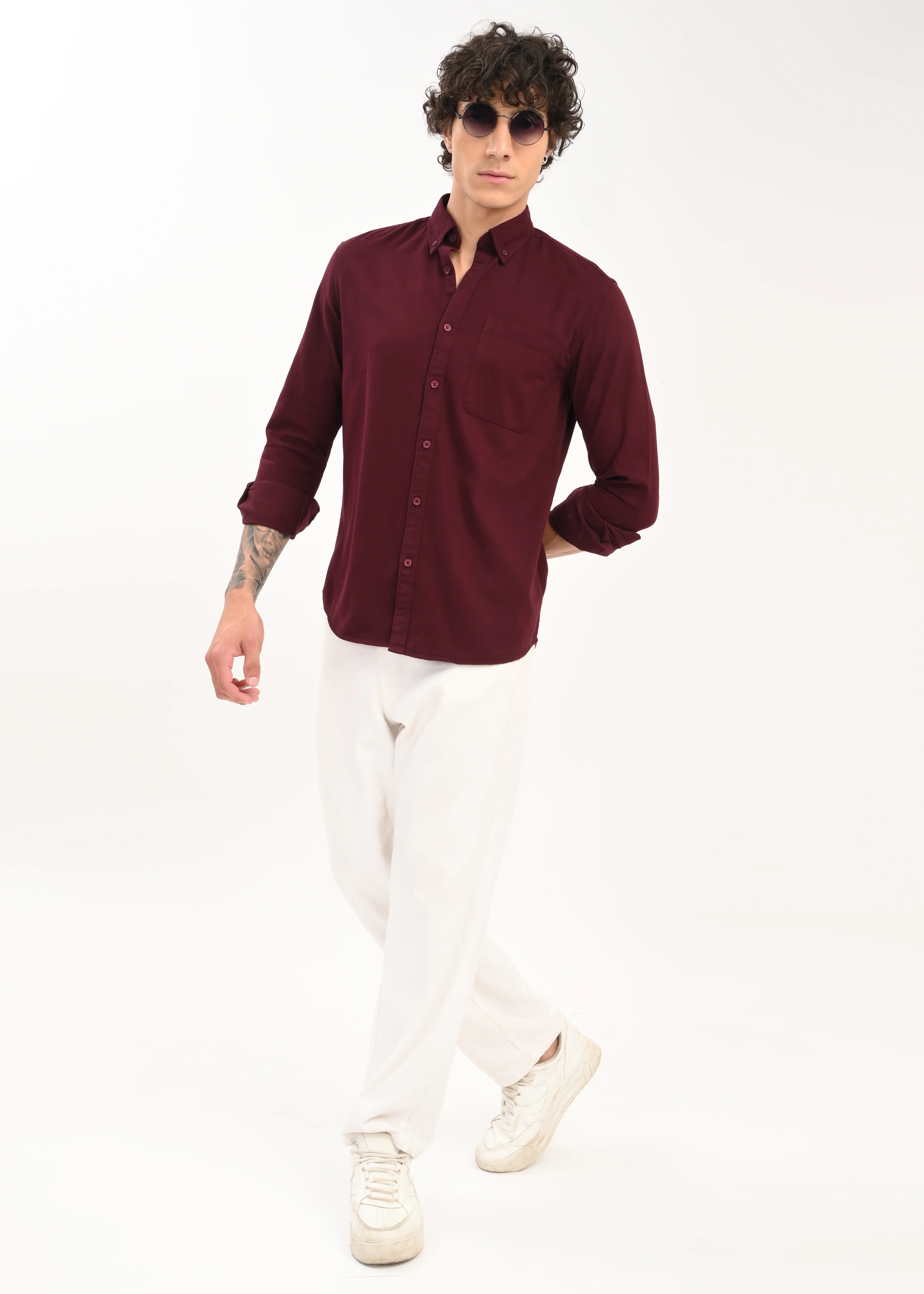 Men Maroon Everyday Essential Solid Shirt - Image 8