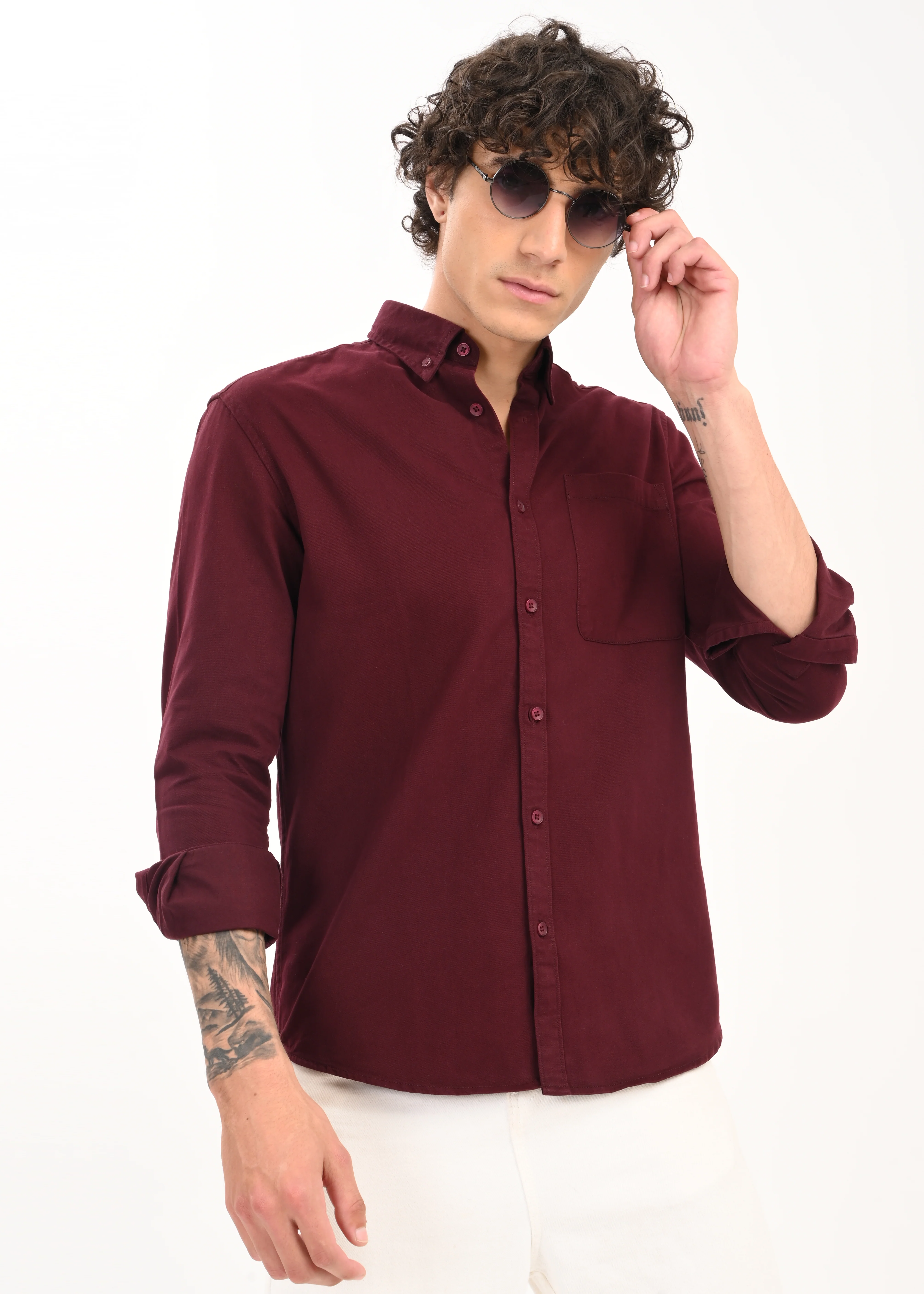 Men Maroon Everyday Essential Solid Shirt - Image 9