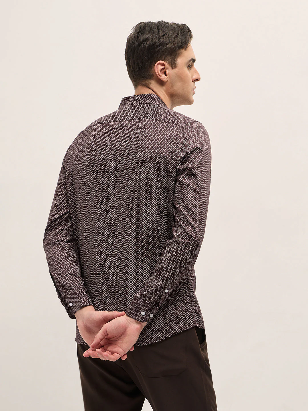 Men Maroon Geometric Printed Tailored Fit Formal Shirt - Image 2