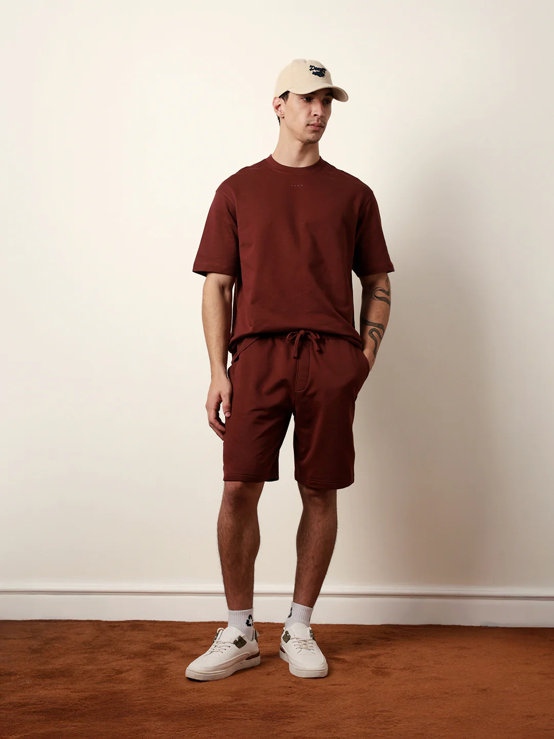 Men Maroon Half Sleeve Oversize T-Shirt - Image 2