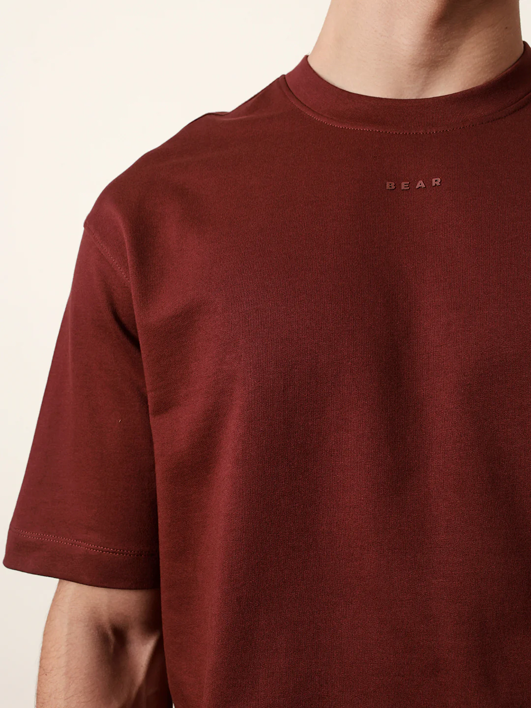 Men Maroon Half Sleeve Oversize T-Shirt - Image 6