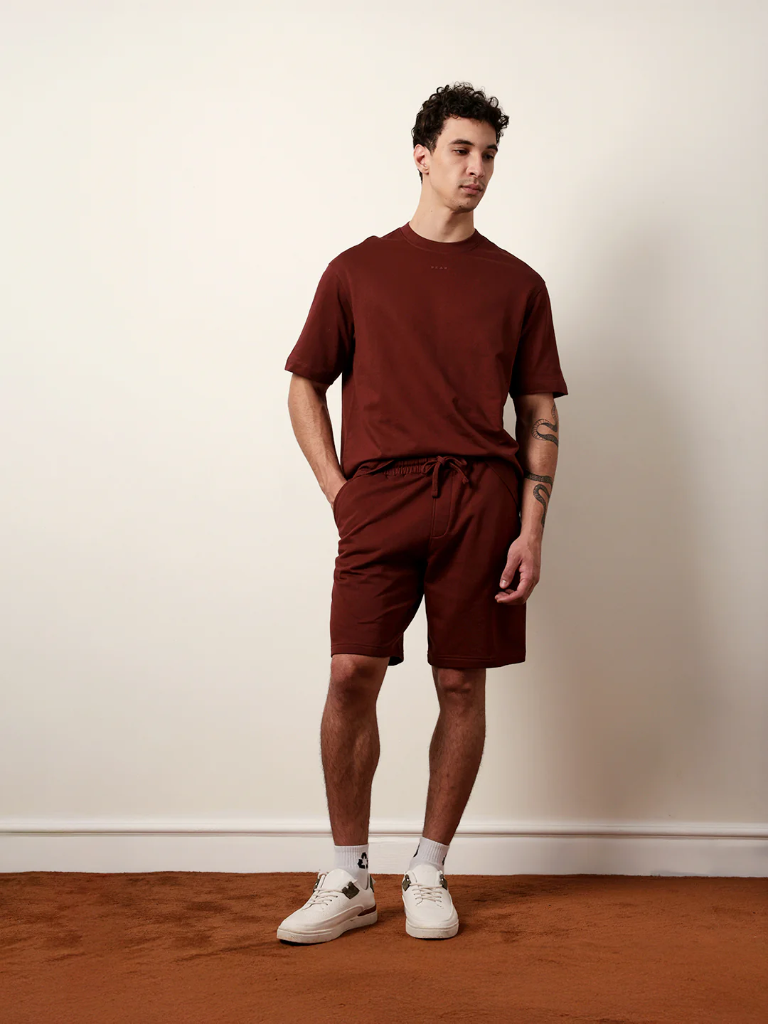 Men Maroon Half Sleeve Oversize T-Shirt - Image 8