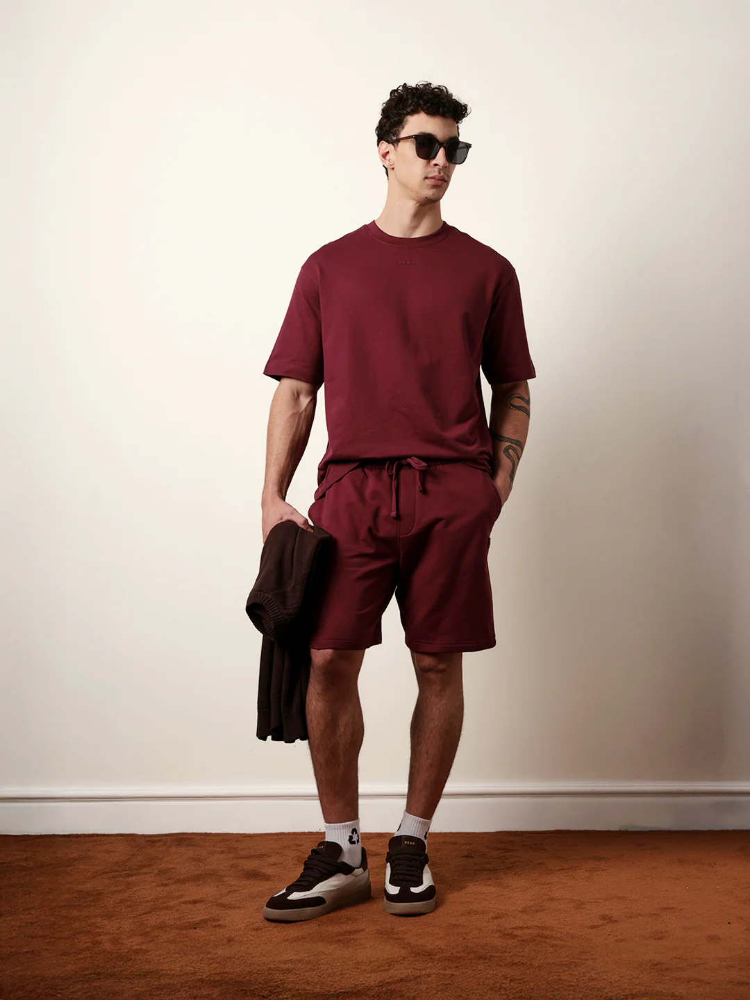 Men Maroon Half Sleeve Oversize T-Shirt - Image 2