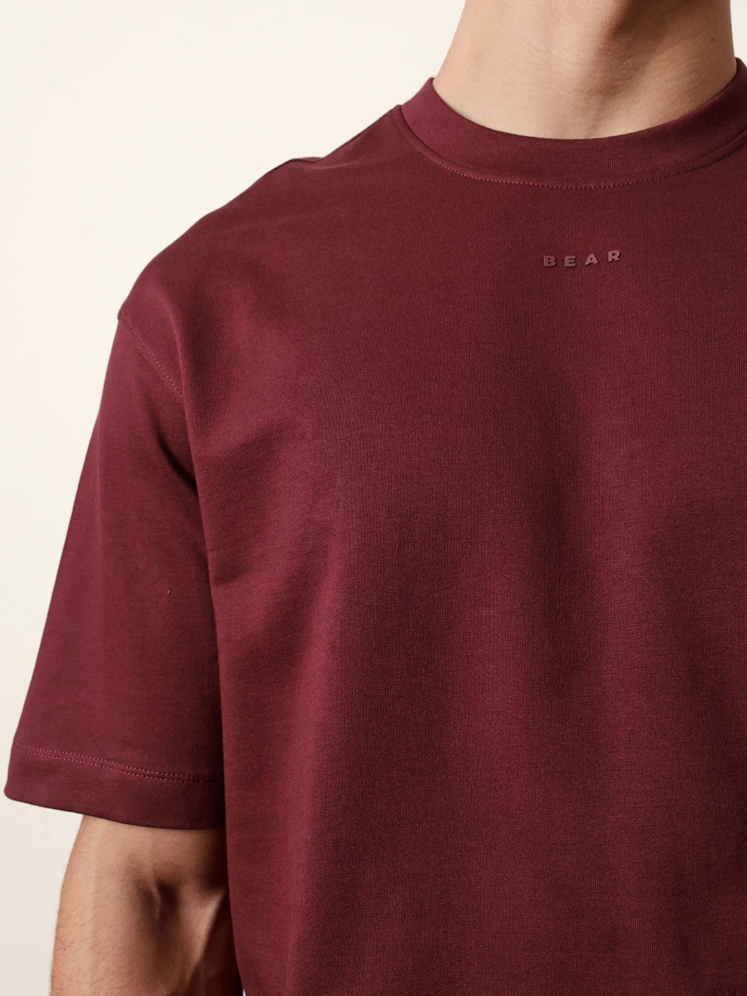 Men Maroon Half Sleeve Oversize T-Shirt - Image 6