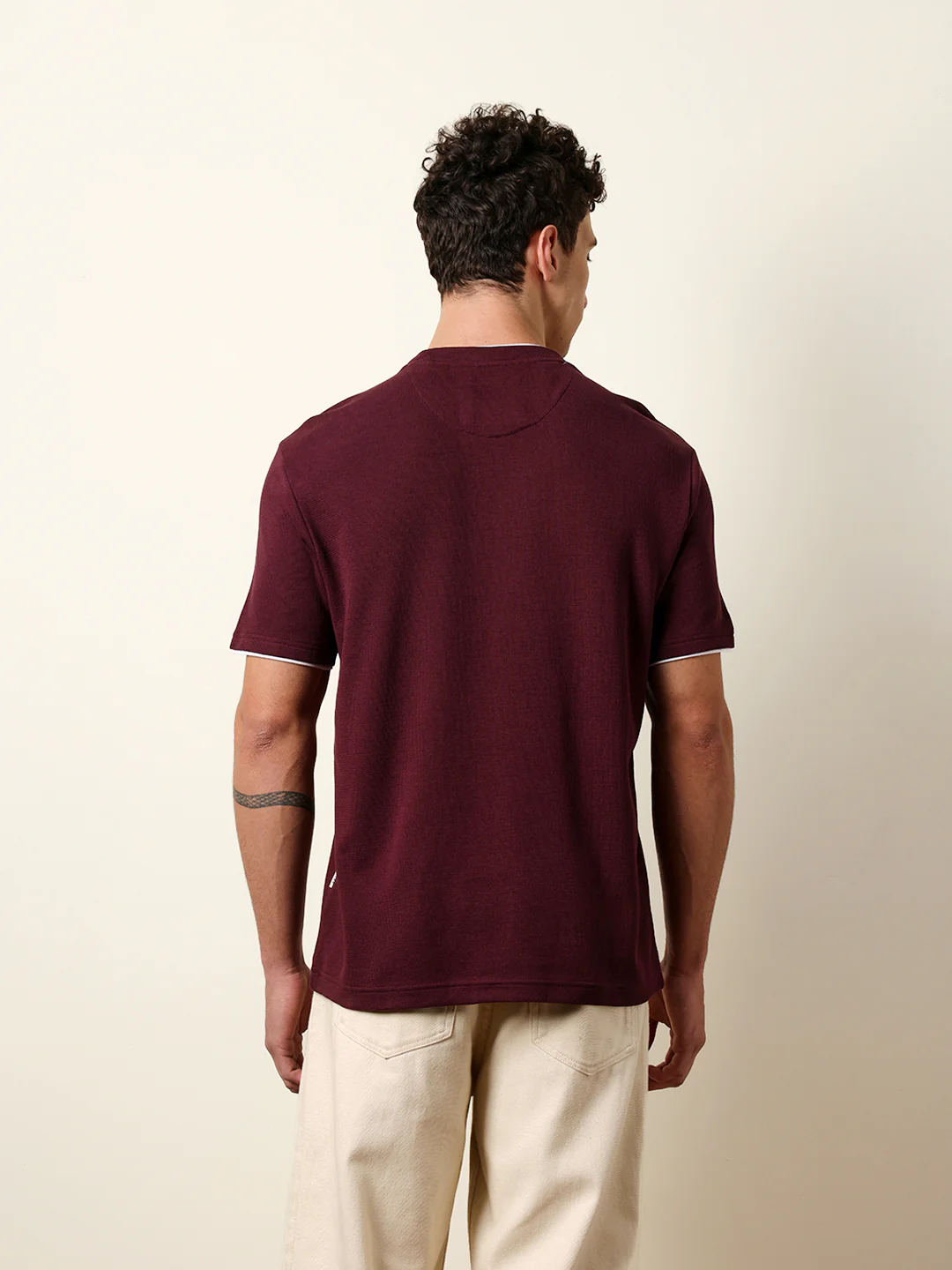 Men Maroon Half Sleeve Regular T-Shirt - Image 7