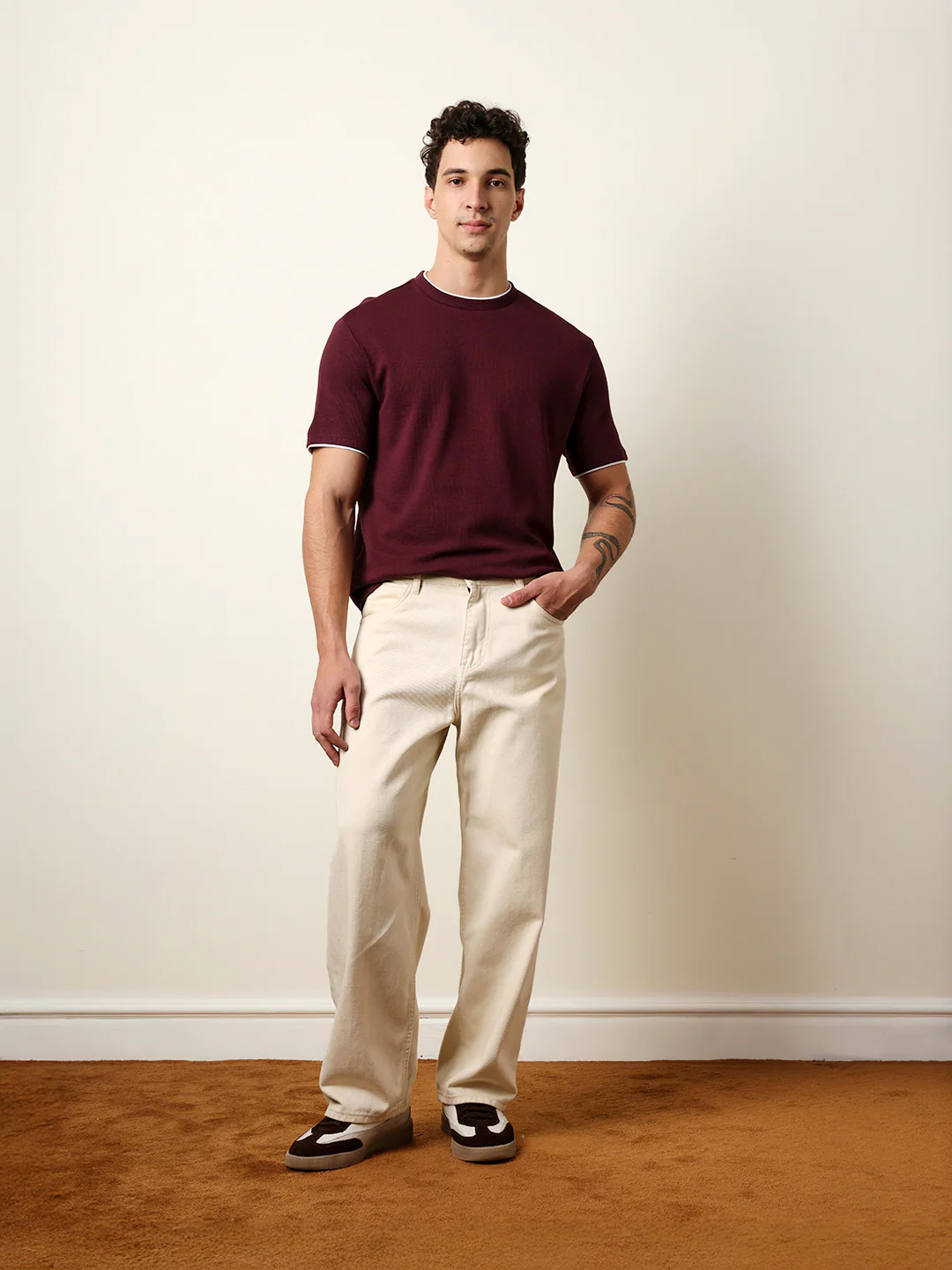 Men Maroon Half Sleeve Regular T-Shirt - Image 8