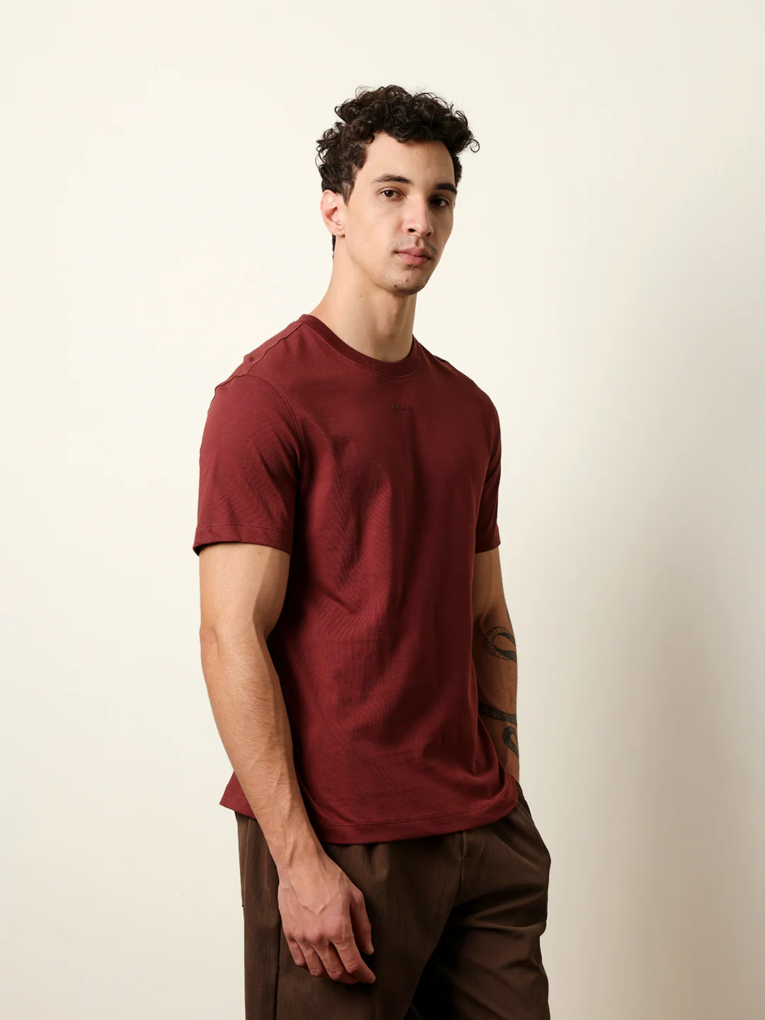 Men Maroon Half Sleeve Regular T-Shirt - Image 5