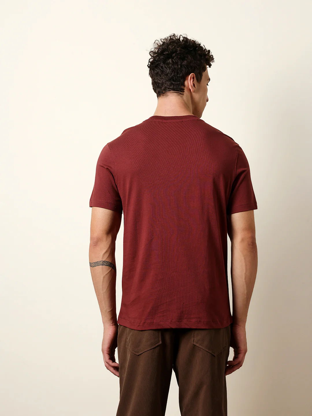 Men Maroon Half Sleeve Regular T-Shirt - Image 7
