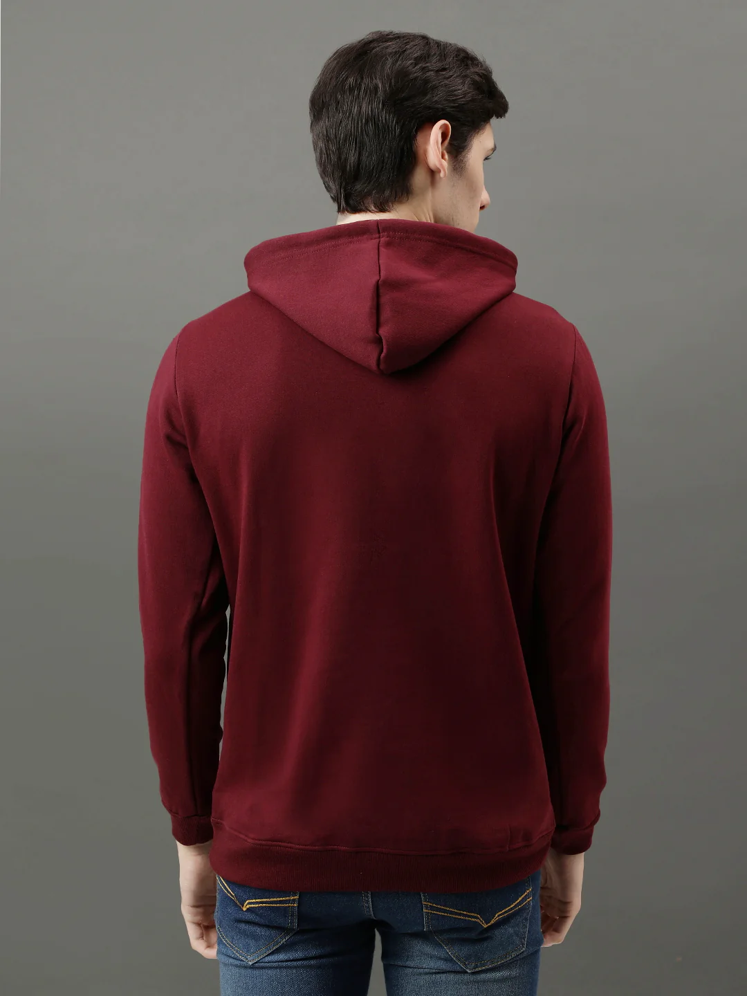 Men Maroon Printed Hoodie - Image 3
