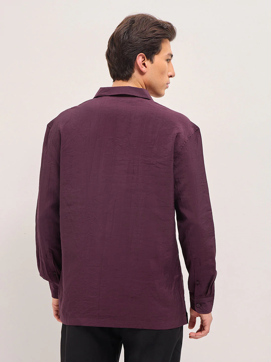 Men Maroon Lenzing Modal Solid Oversize Fit Casual Shirt - Image 2