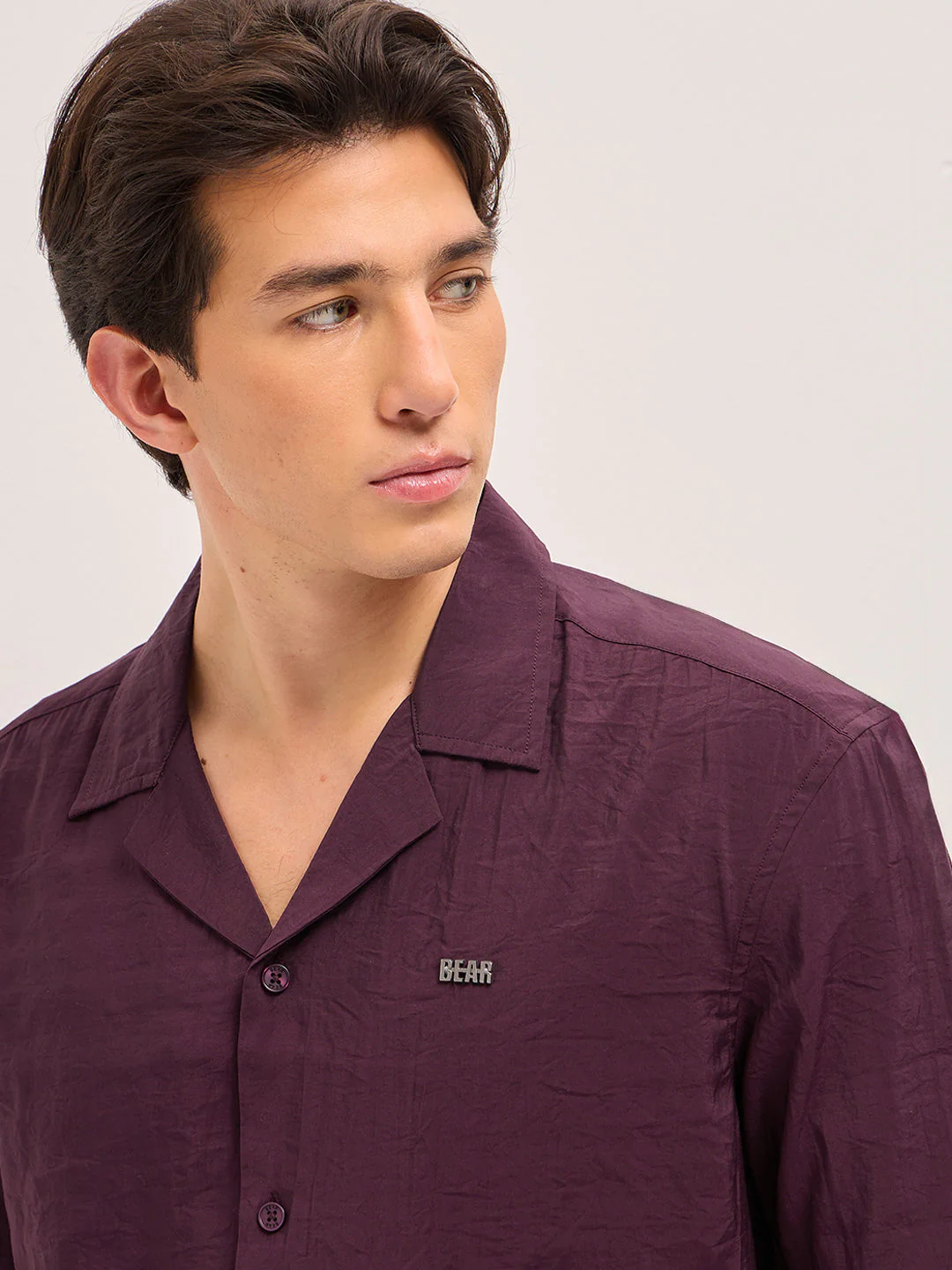Men Maroon Lenzing Modal Solid Oversize Fit Casual Shirt - Image 5