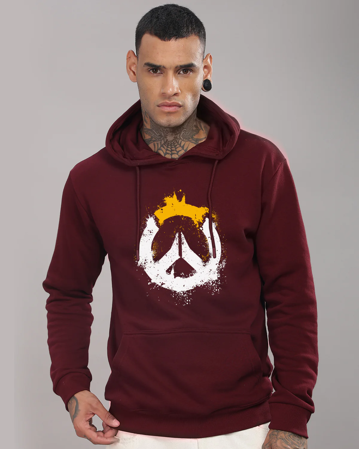 Men Maroon Long Lasting Printed Hoodie - Image 2