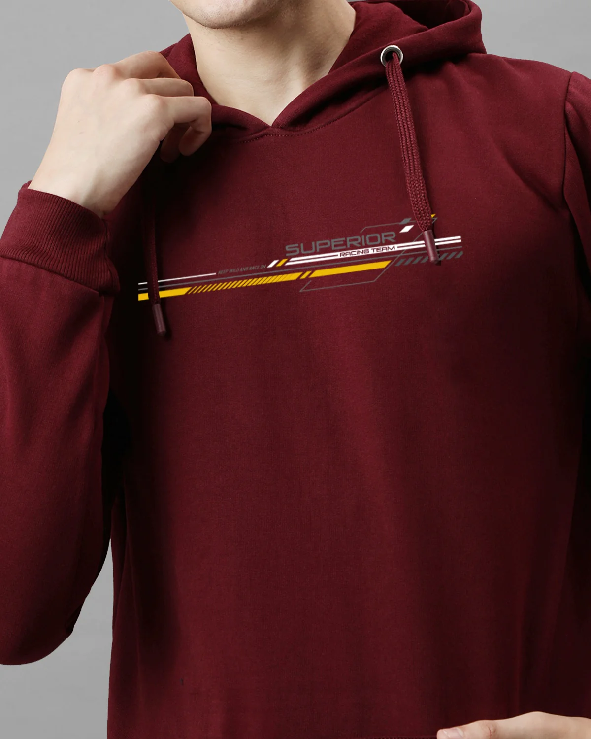 Men Maroon Long Lasting Printed Hoodie - Image 4