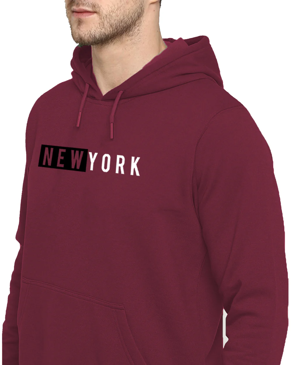 Men Maroon Printed Hoodie - Image 4