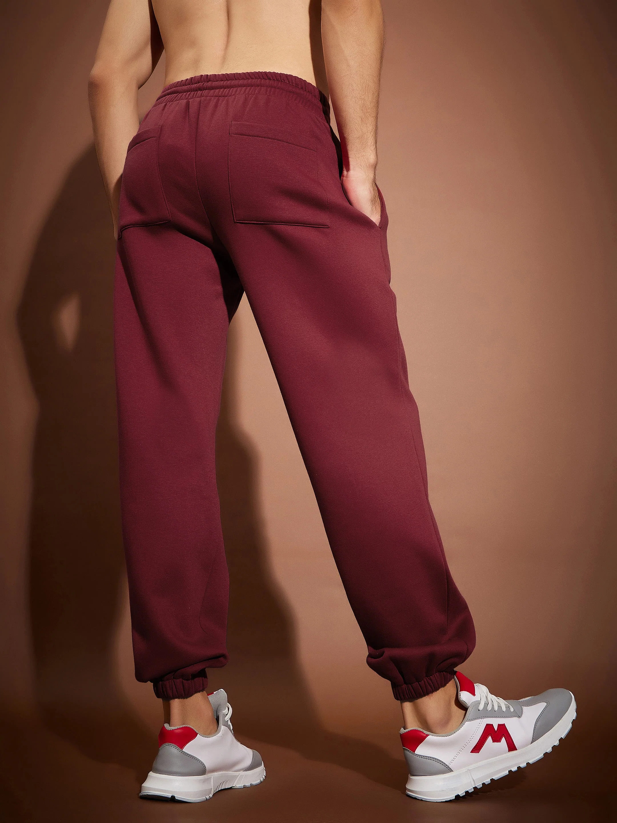 Men Maroon Oversized Joggers - Image 2