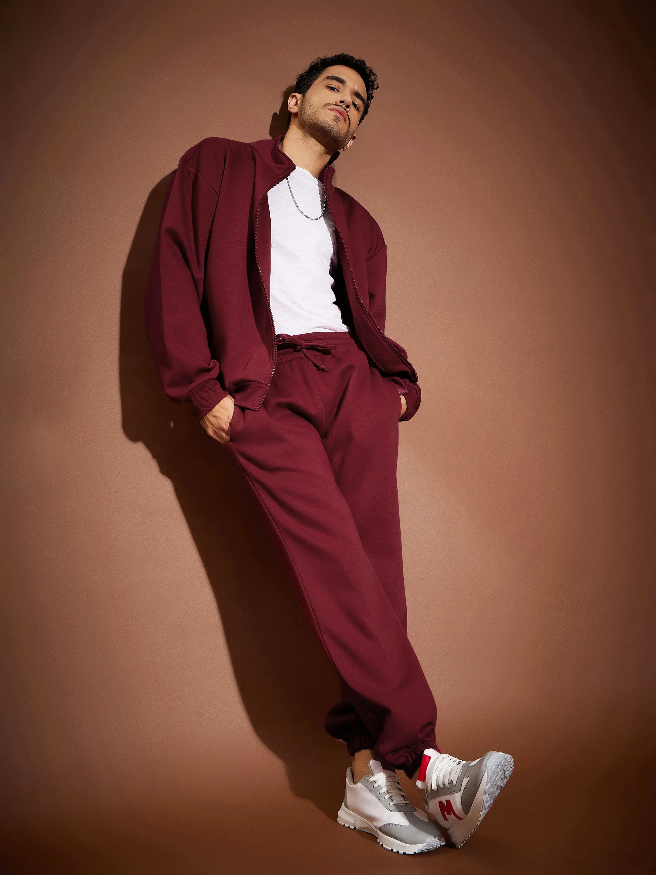 Men Maroon Oversized Joggers - Image 6