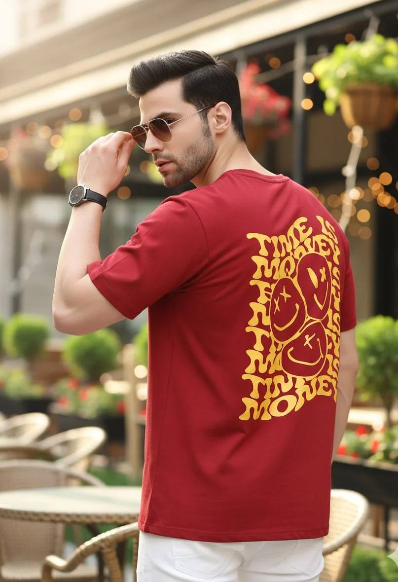 Men Maroon Oversized Printed T-shirt - Image 2