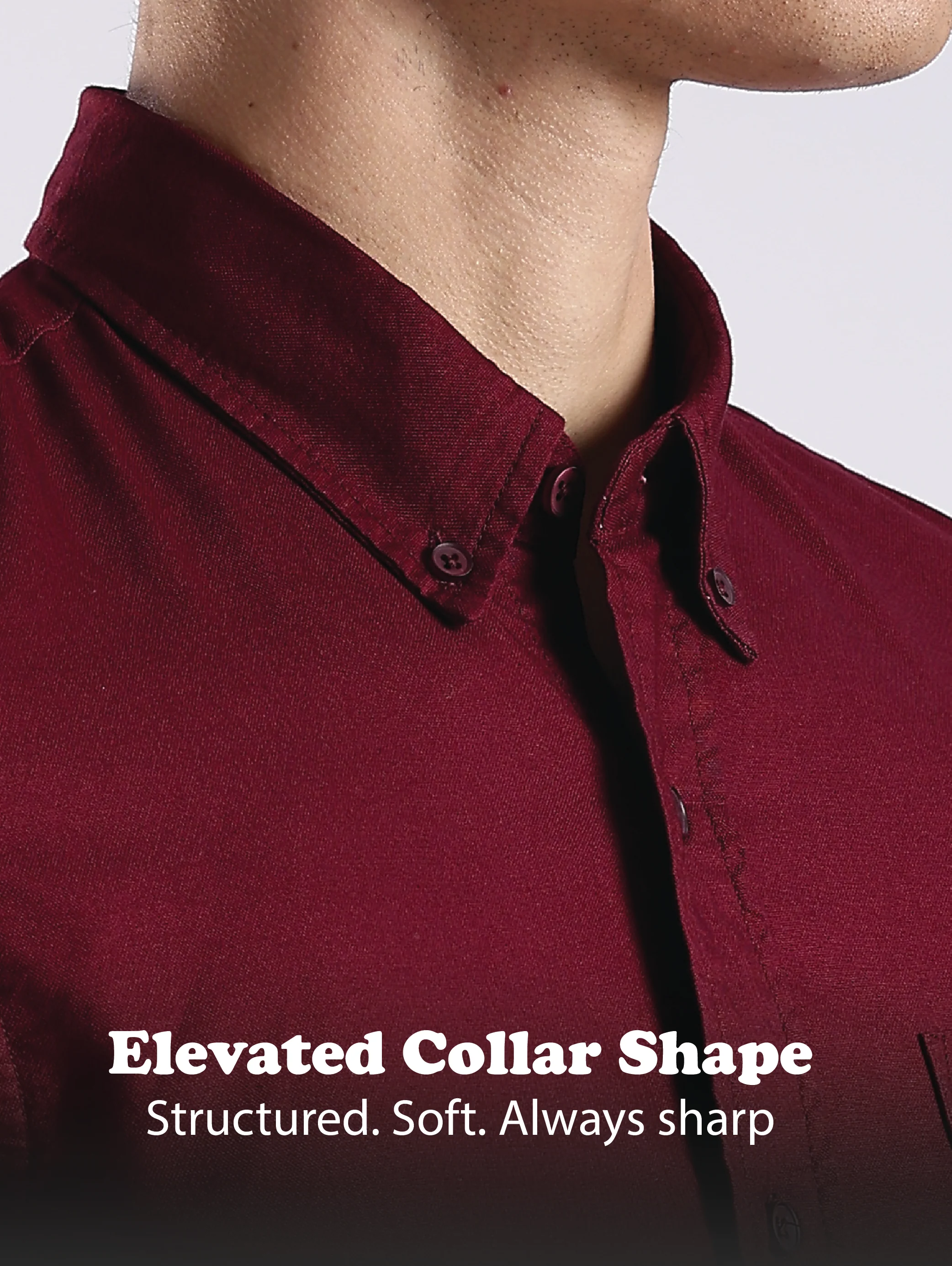 Men Maroon Oxford Solid Shirt - Image 13