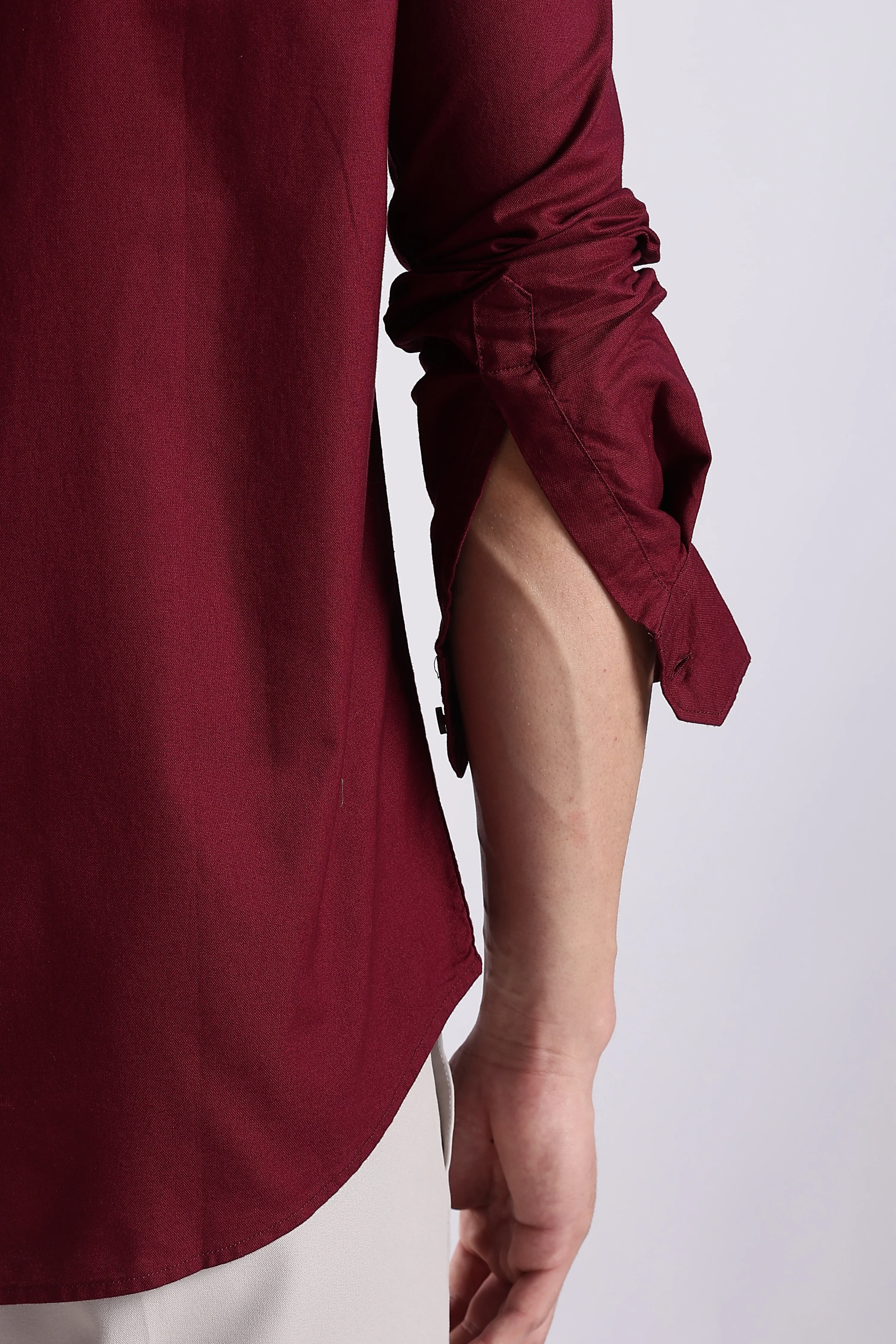 Men Maroon Oxford Solid Shirt - Image 8