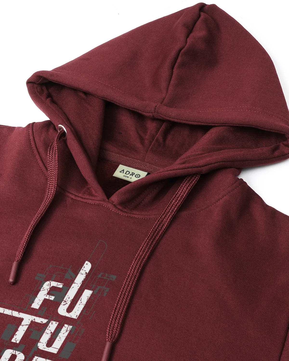 Men Maroon Printed Cotton Hoodie - Image 5
