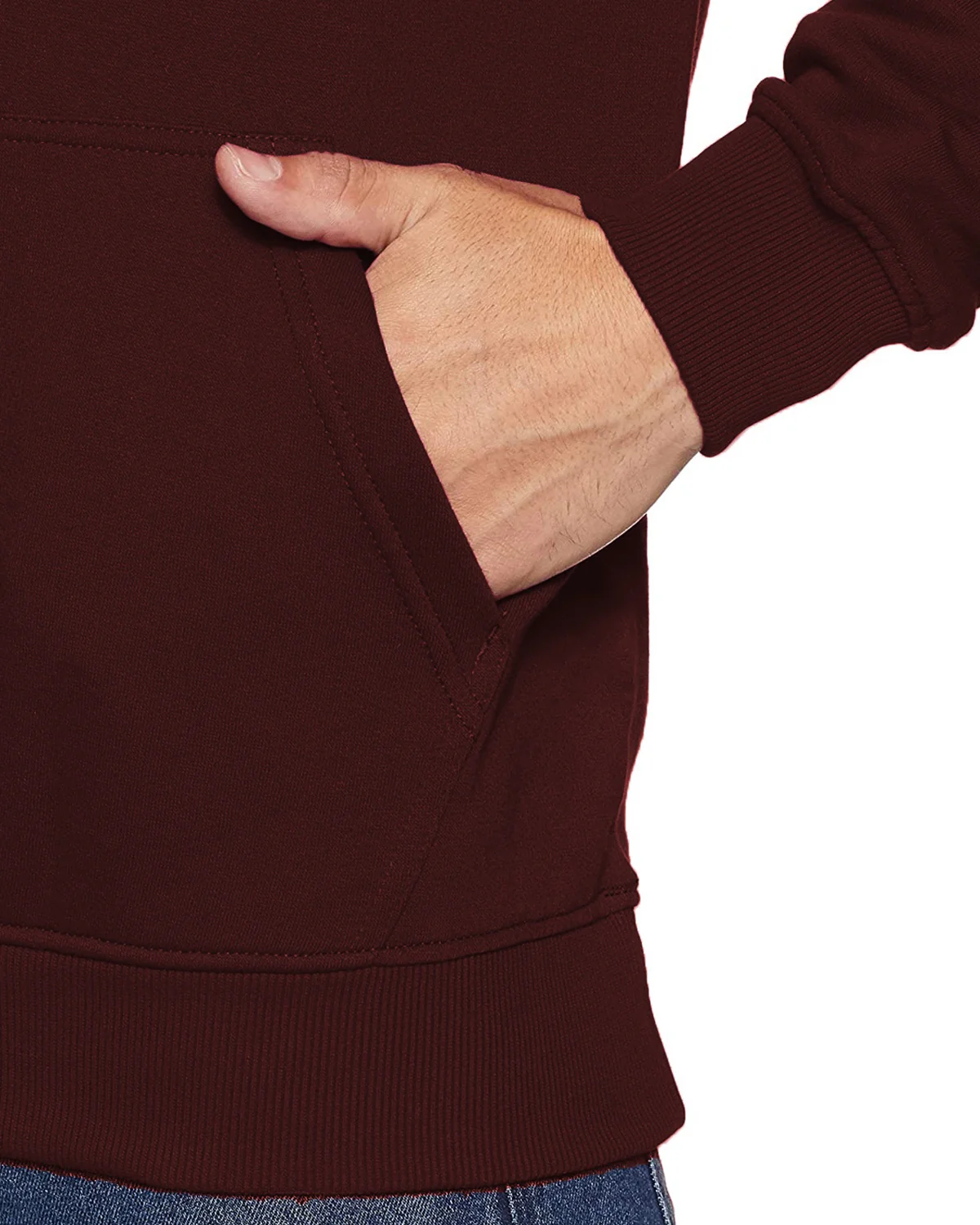 Men Maroon Printed Cotton Hoodie - Image 4