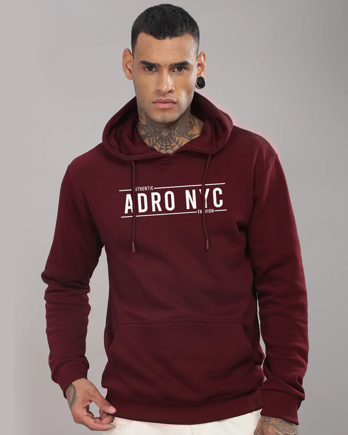 Men Maroon Printed Hoodie - Image 2