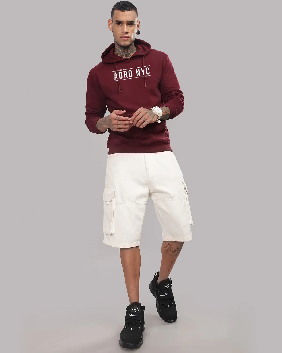 Men Maroon Printed Hoodie - Image 4