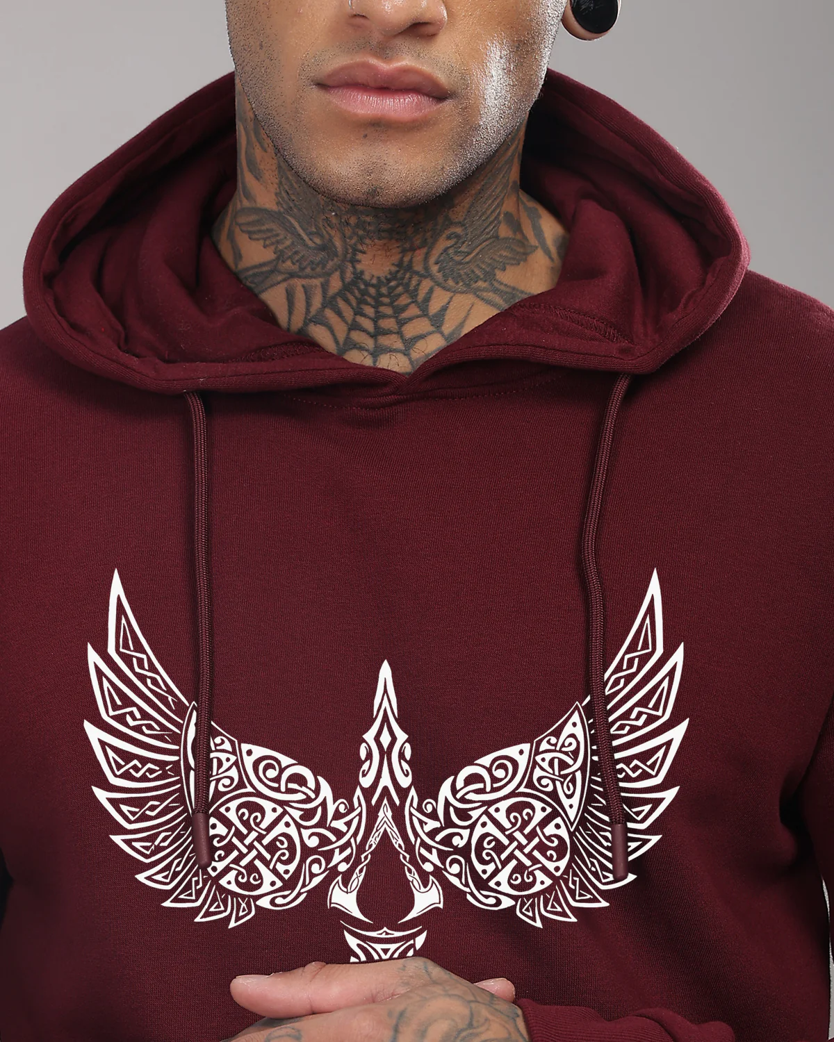 Men Maroon Printed Hoodie - Image 2