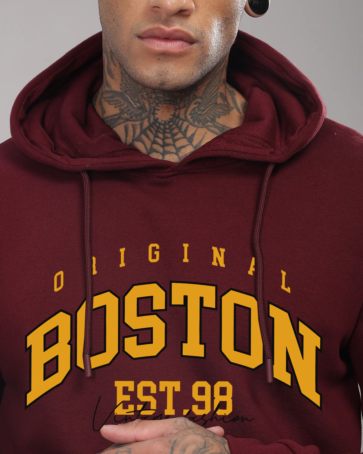Men Maroon Printed Hoodie - Image 2