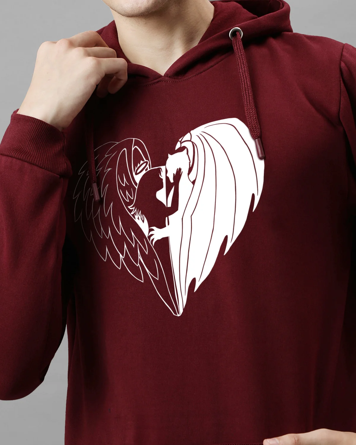 Men Maroon Printed Hoodie - Image 2