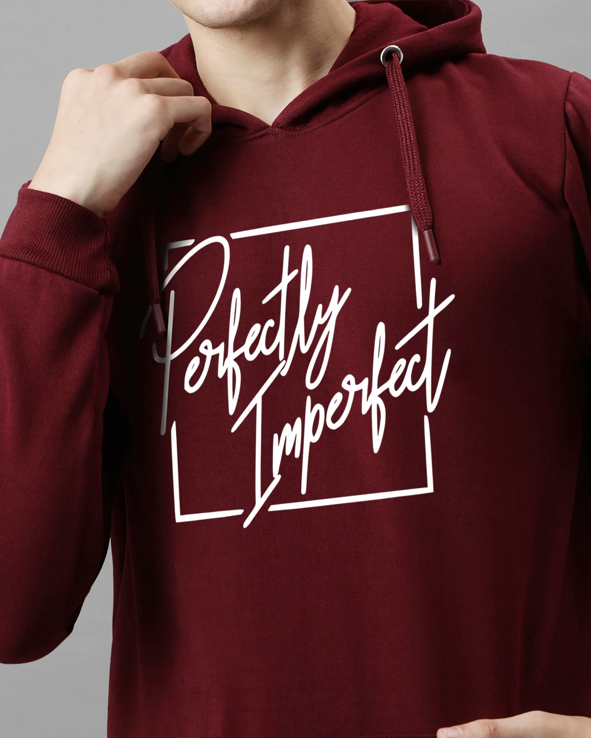 Men Maroon Printed Hoodie - Image 2