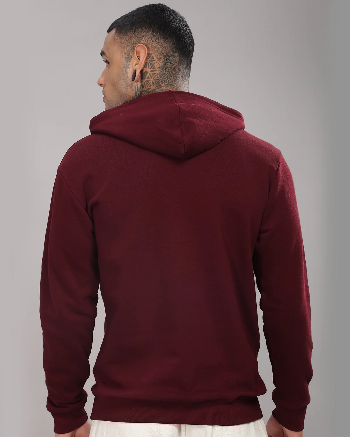 Men Maroon Printed Hoodie - Image 3