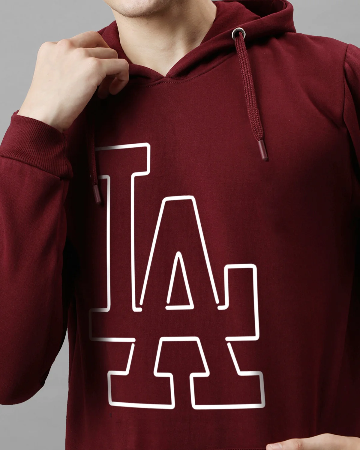 Men Maroon Printed Hoodie - Image 4