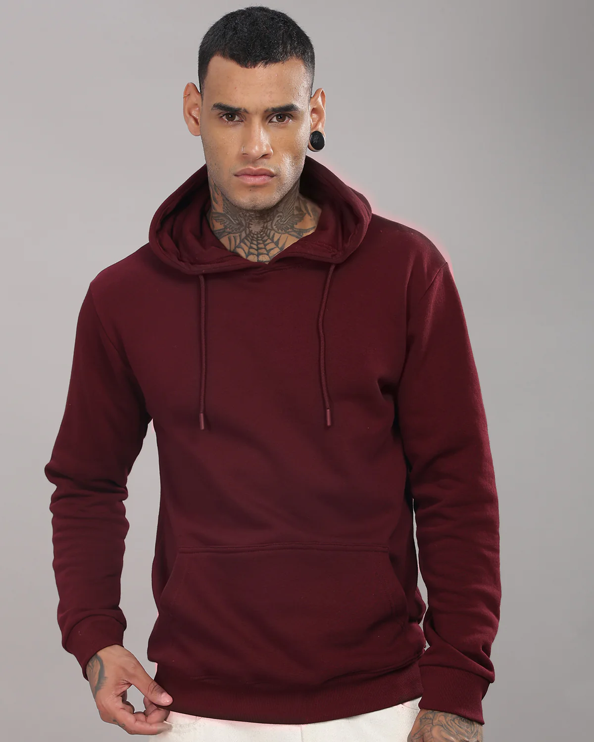 Men Maroon Printed Hoodie - Image 2