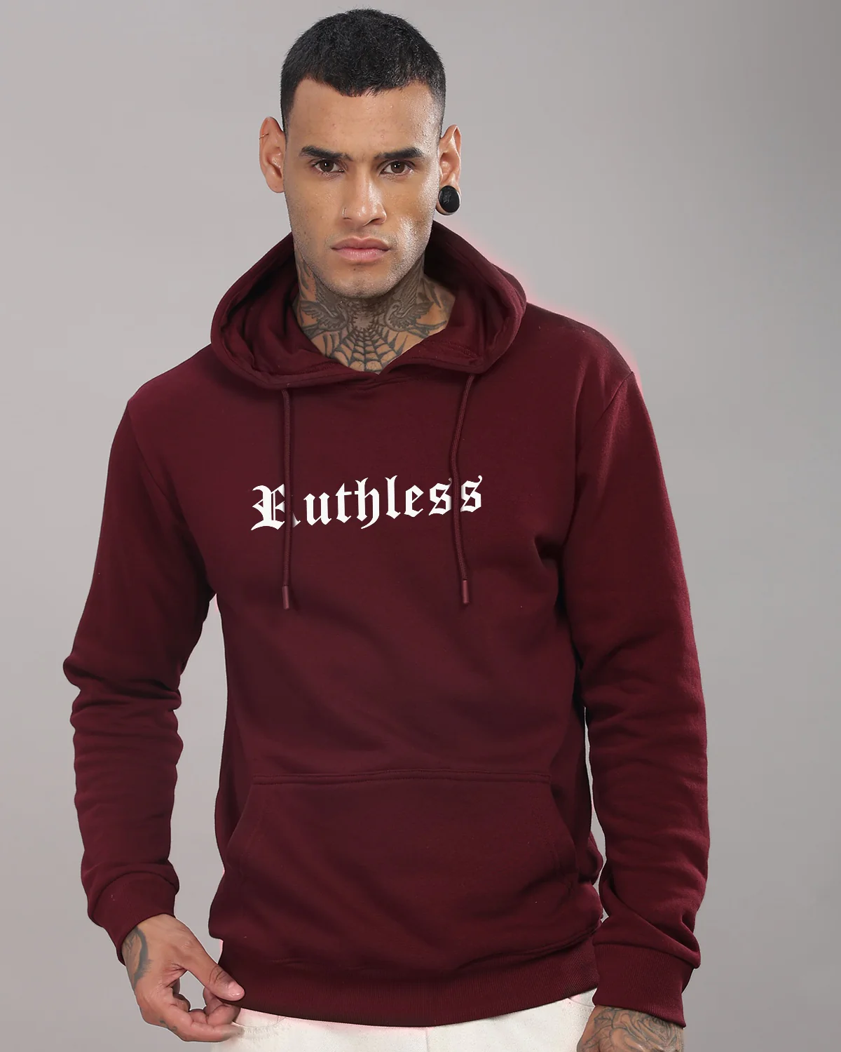Men Maroon Printed Hoodie - Image 2