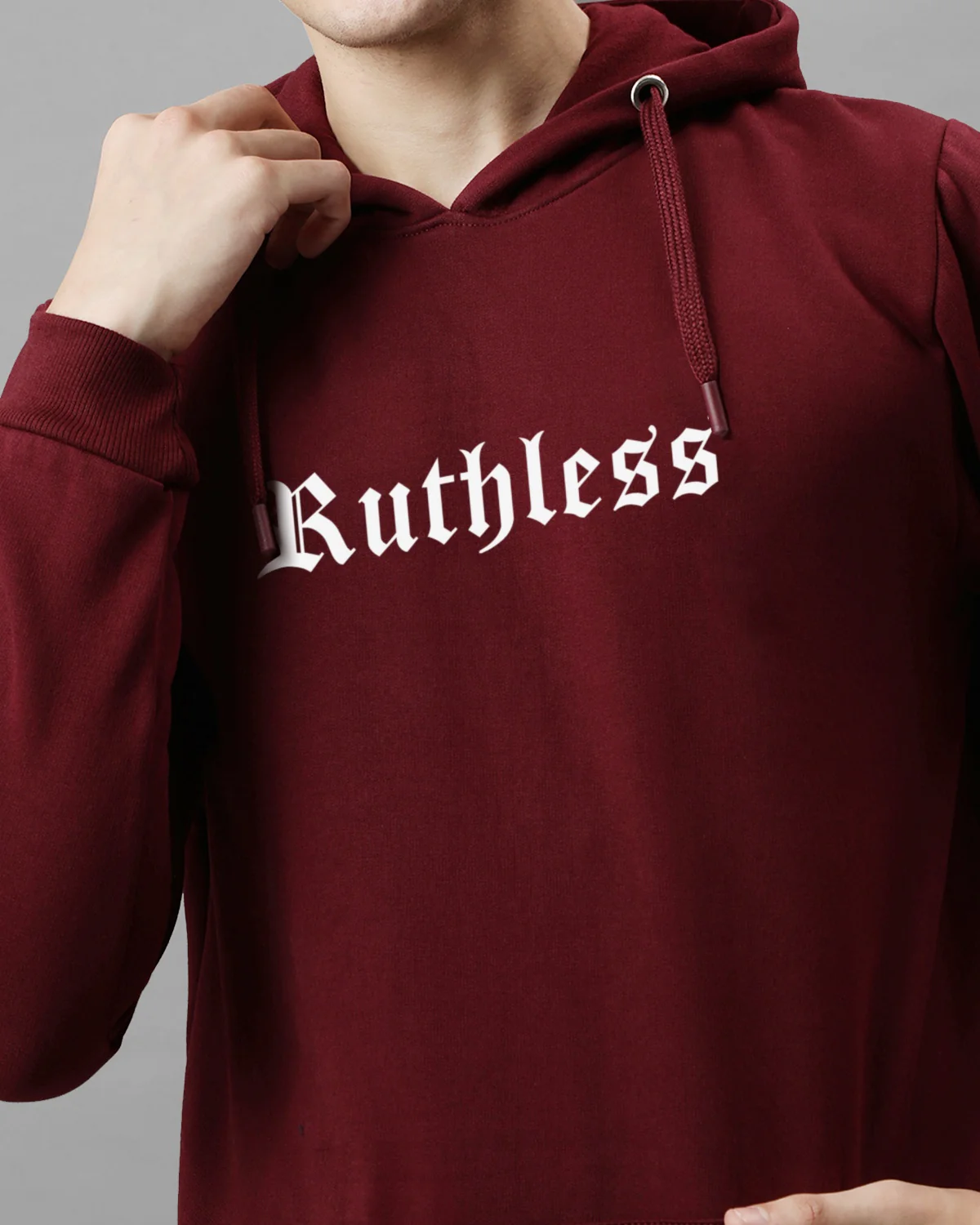 Men Maroon Printed Hoodie - Image 5