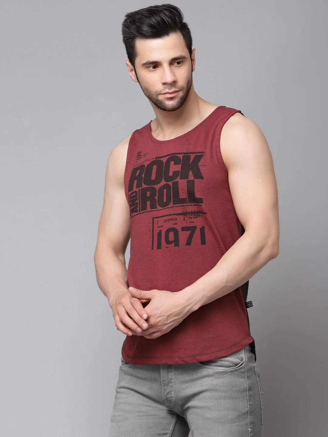 Men Maroon Printed T-Shirt - Image 3