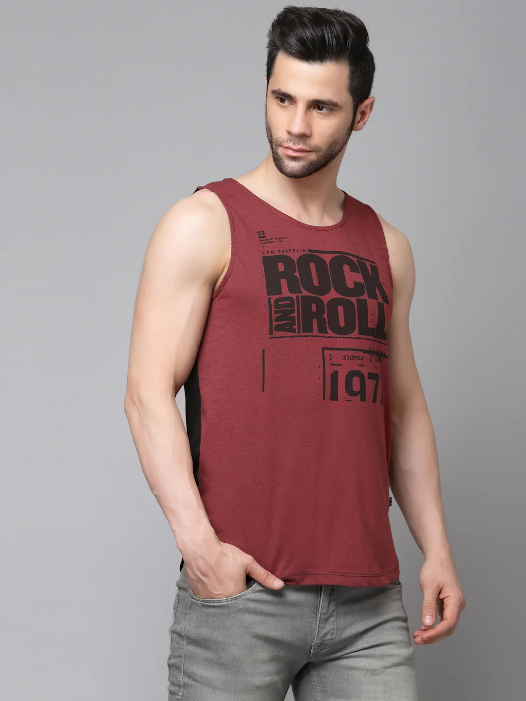 Men Maroon Printed T-Shirt - Image 4