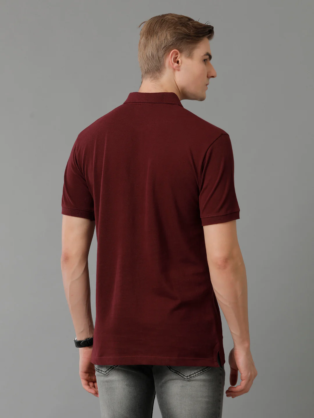 Men Maroon Regular Fit Polo T-Shirt - Image 2