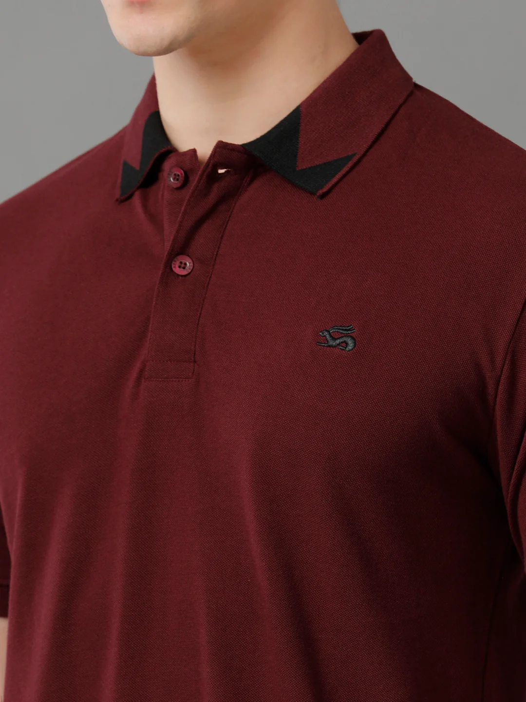 Men Maroon Regular Fit Polo T-Shirt - Image 4