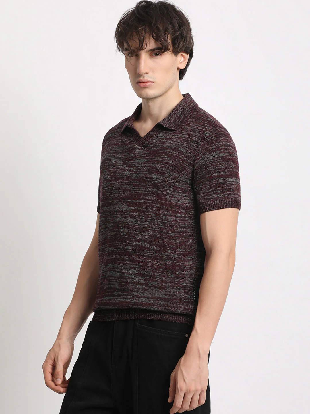 Men Maroon Regular Fit Polo Collar T-shirt - Image 4