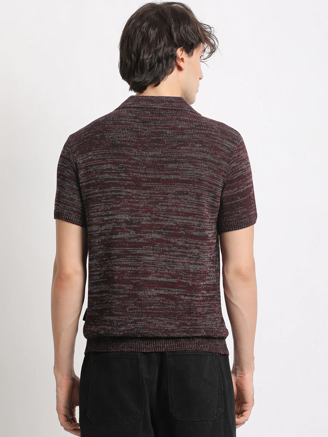 Men Maroon Regular Fit Polo Collar T-shirt - Image 5