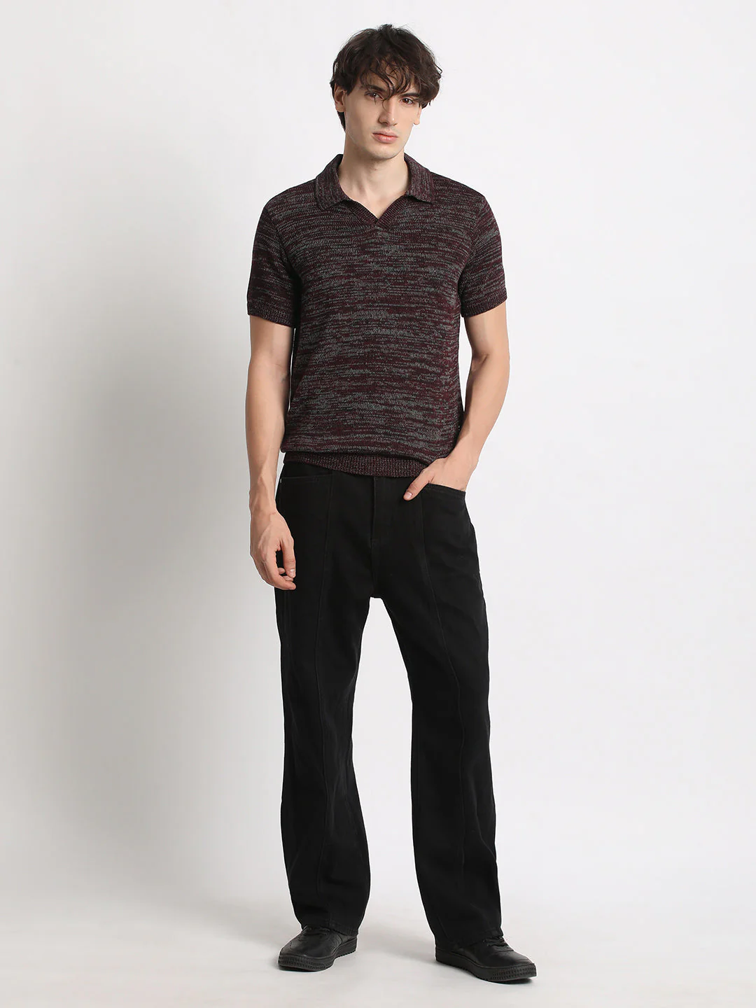 Men Maroon Regular Fit Polo Collar T-shirt - Image 6
