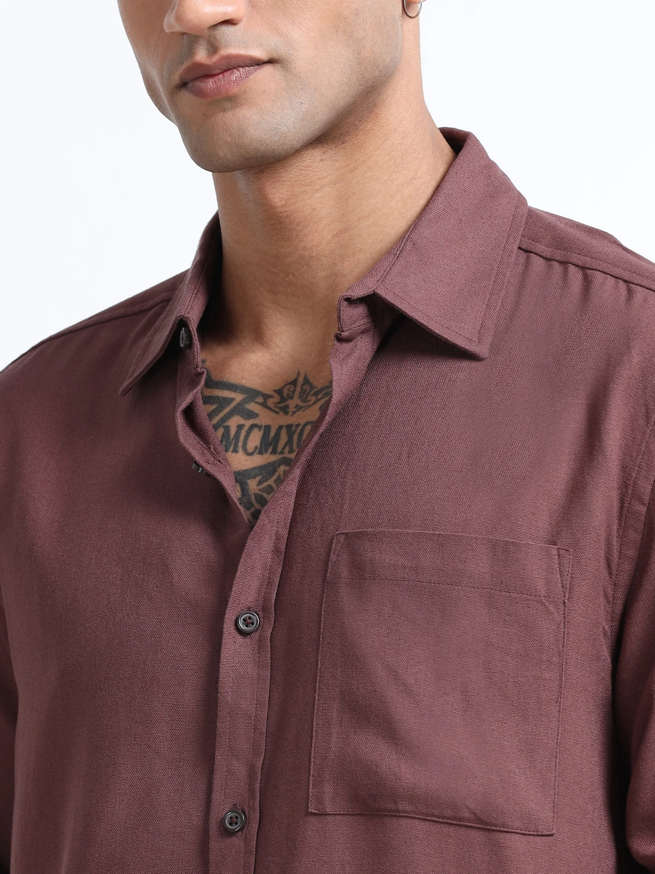 Men Linen Blend Regular Fit Shirt - Image 3