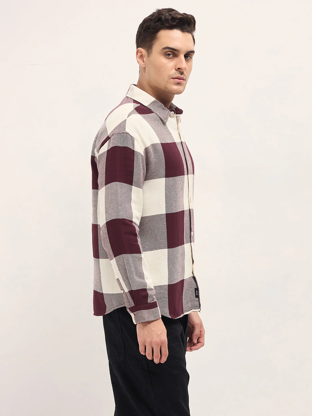 Men Maroon Relax Fit Overshirt - Image 3