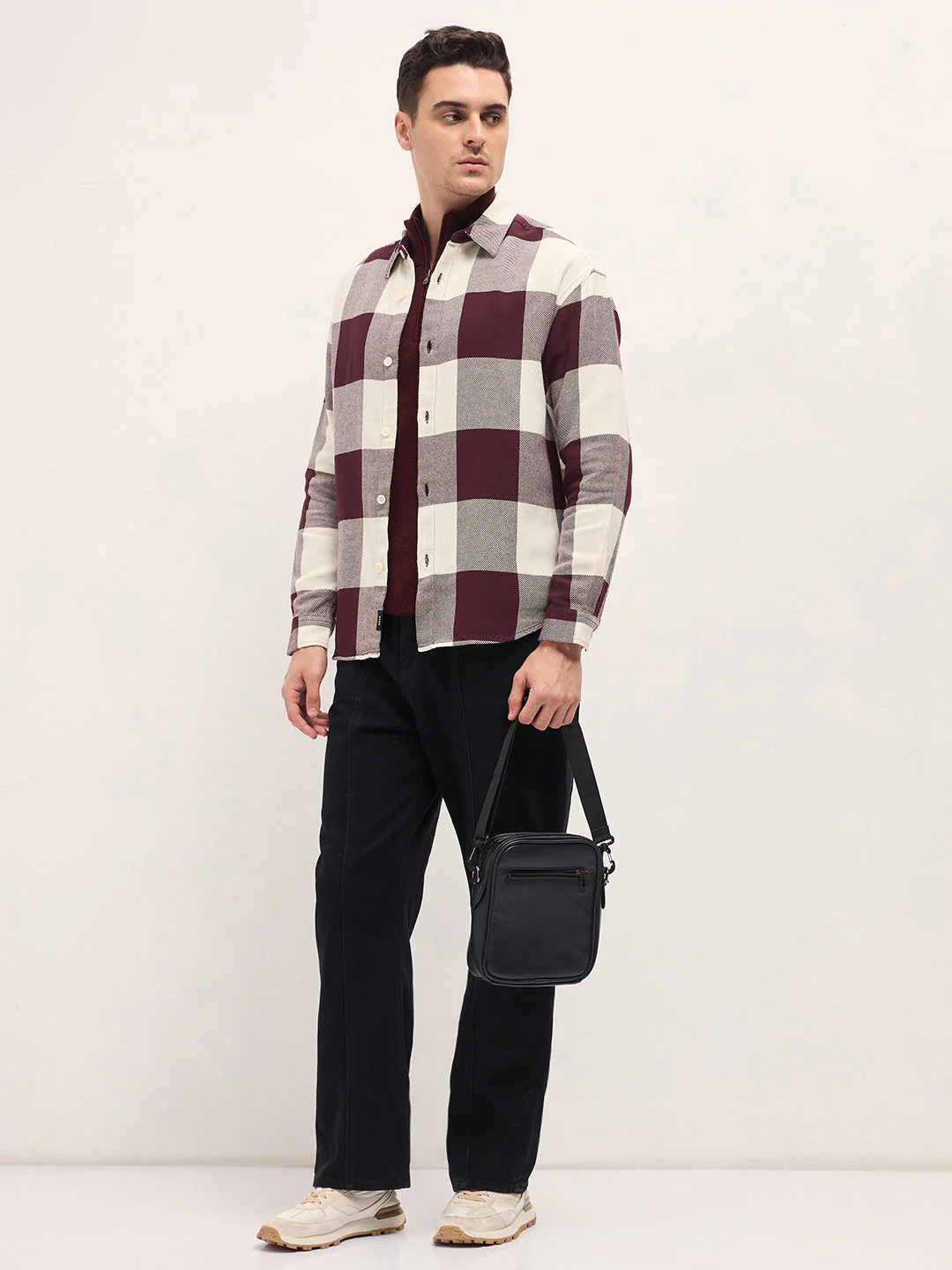 Men Maroon Relax Fit Overshirt - Image 4