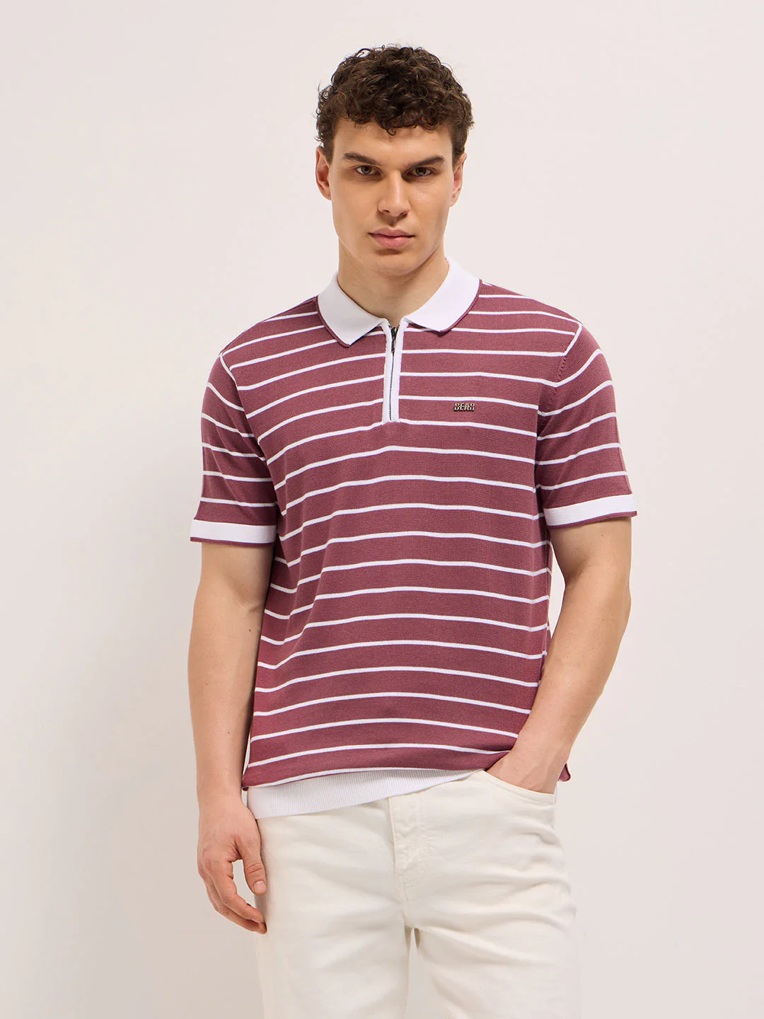Men Maroon Slim Fit Polo - Image 6